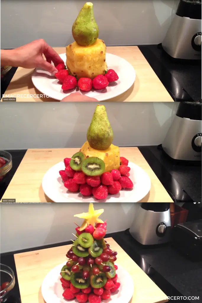 arvore de natal feita com frutas