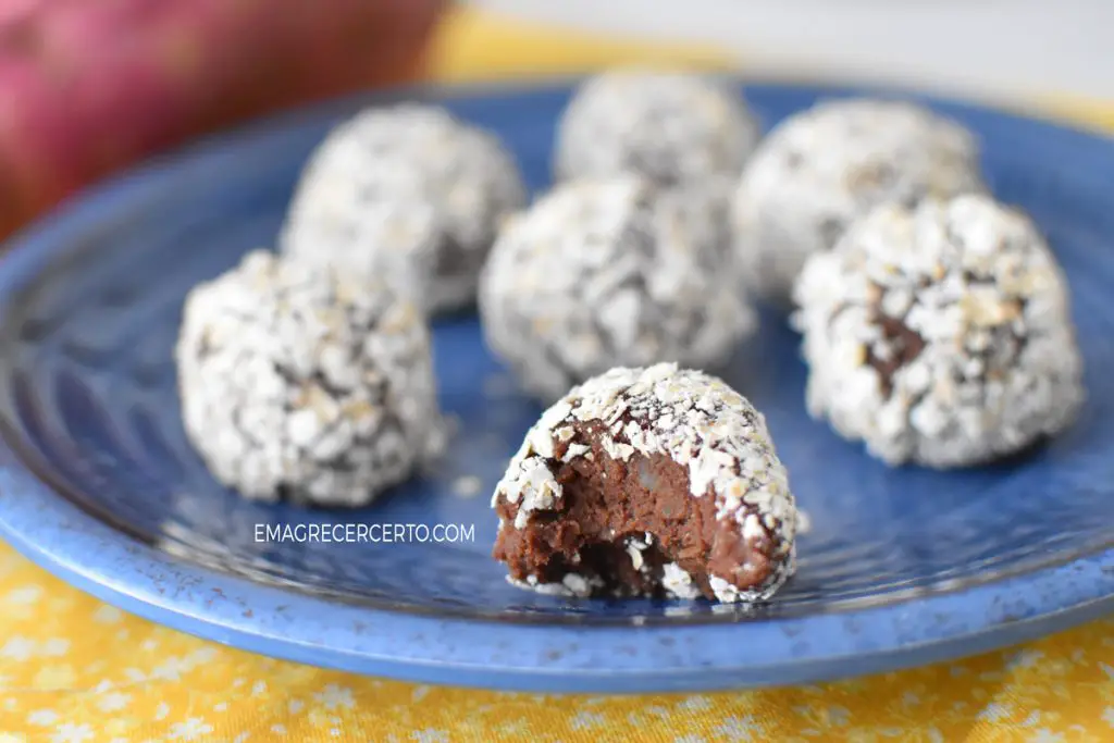 Trufas de batata doce com cacau para pré treino